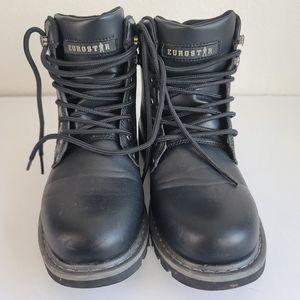 Eurostar Men Steel Toe Leather Black Working Boots U.S Size 7.5M